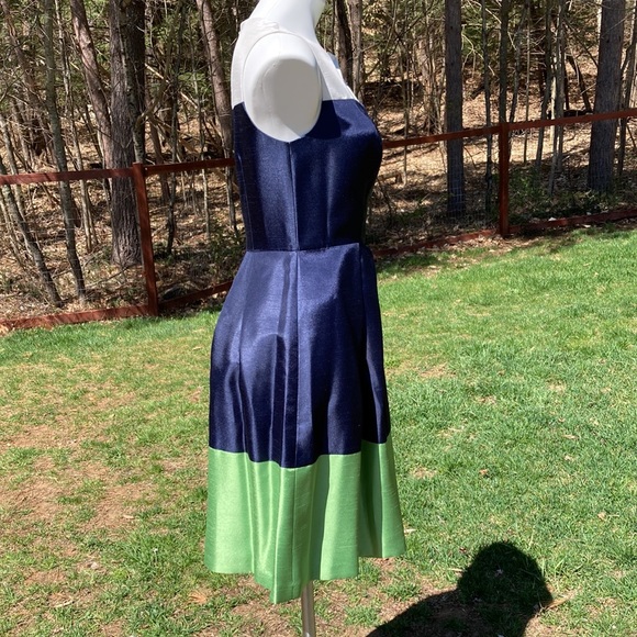 Jessica Howard vibrant white/navy/warm green panel fit and flare size 8 - Picture 5 of 6